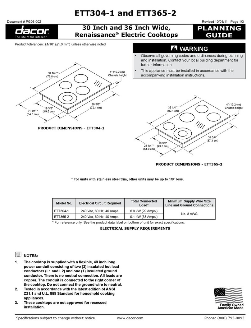Dacor Millennia ETT304-1 Manual técnico