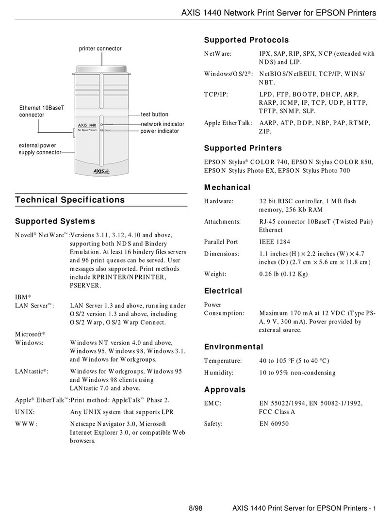 Axis C1440AXIS - Axis 1440 Print Server Manual de instalación y operación