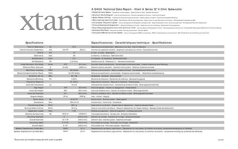 Xtant A1240A - TECHNICAL DATA REPORT Manual de instrucciones