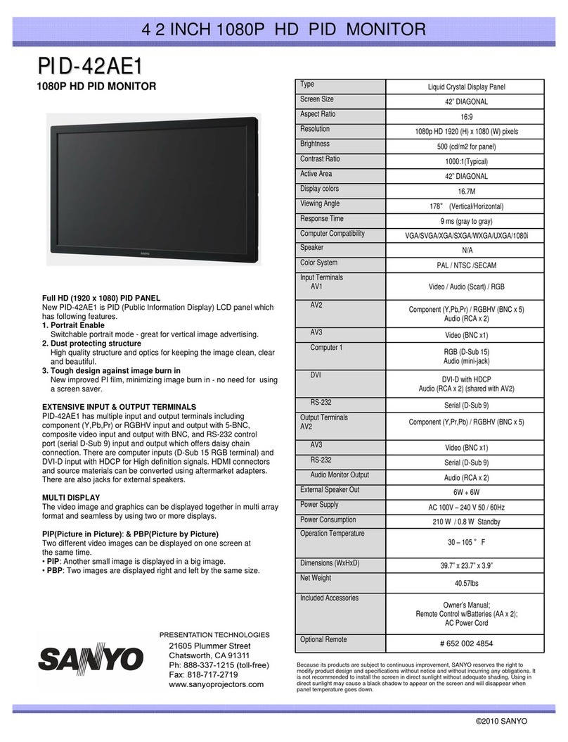 Sanyo PID-42AE1 - 16:9 Manual de usuario
