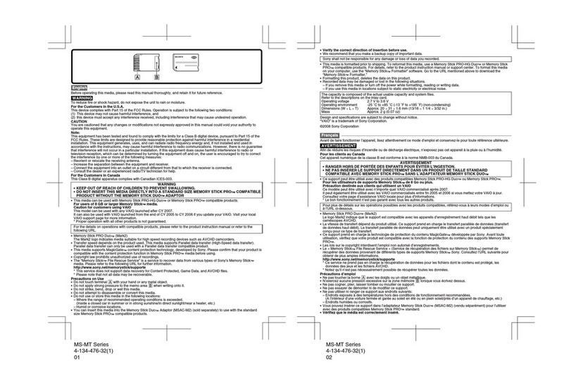 Sony MSMT16G Manual de usuario Sony MSMT16G Manual de usuario