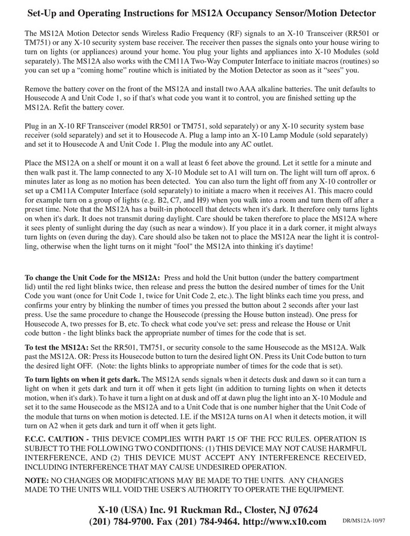 X10 MS12A Manual de instalación