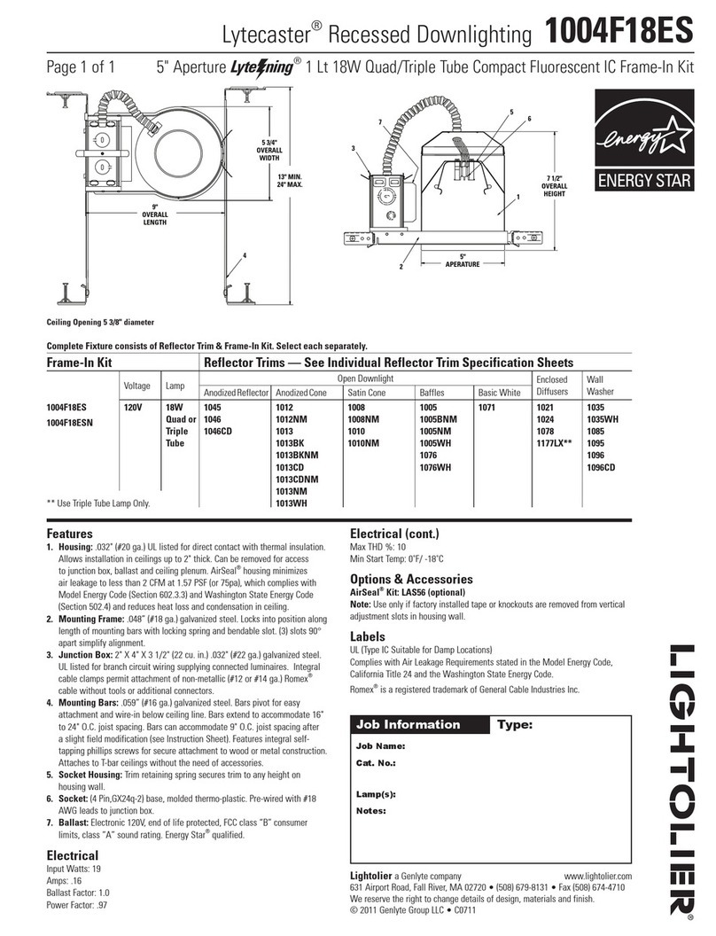 Lightolier Lytecaster 1004F18ES Manual de usuario Lightolier Lytecaster 1004F18ES Manual de usuario