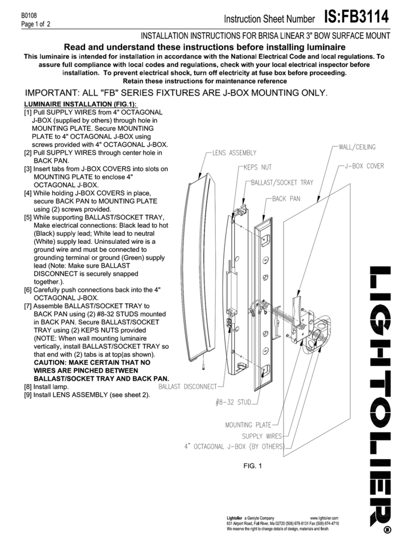 Lightolier Brisa linear 3" bow surface Manual de usuario