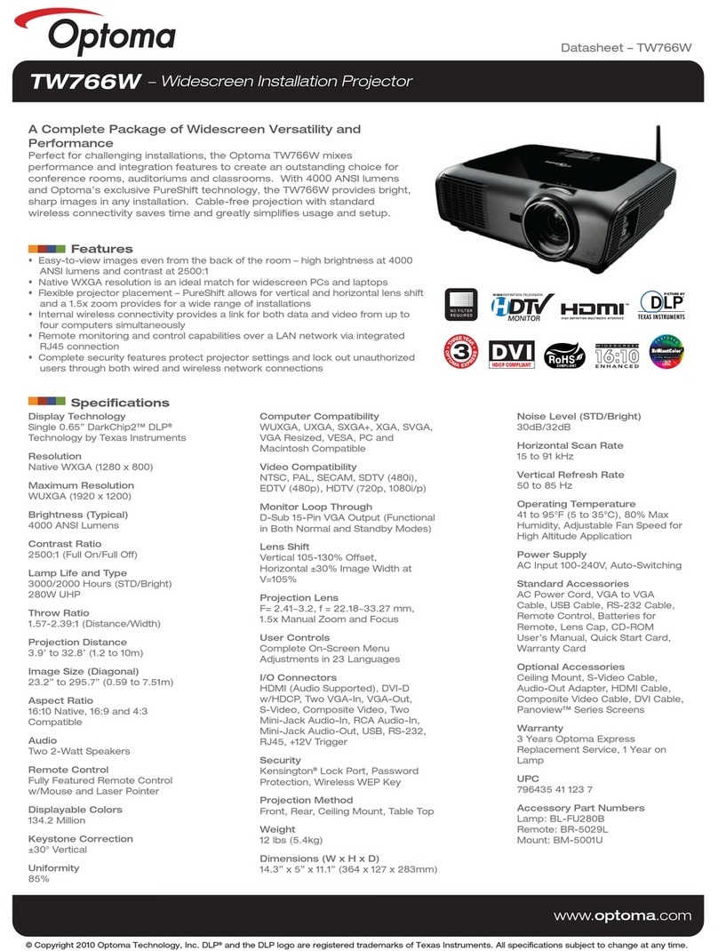 Optoma TW766W Manual de usuario