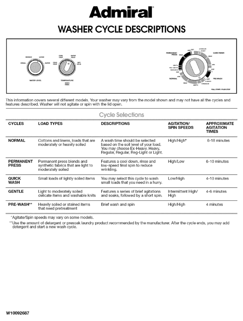 Admiral W10092687 Instrucciones de funcionamiento e instalación