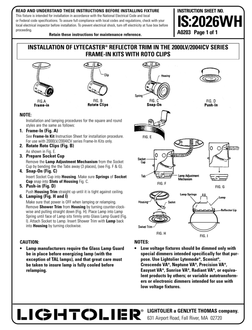 Lightolier LYTECASTER REFLECTOR TRIM Manual de usuario Lightolier LYTECASTER REFLECTOR TRIM Manual de usuario