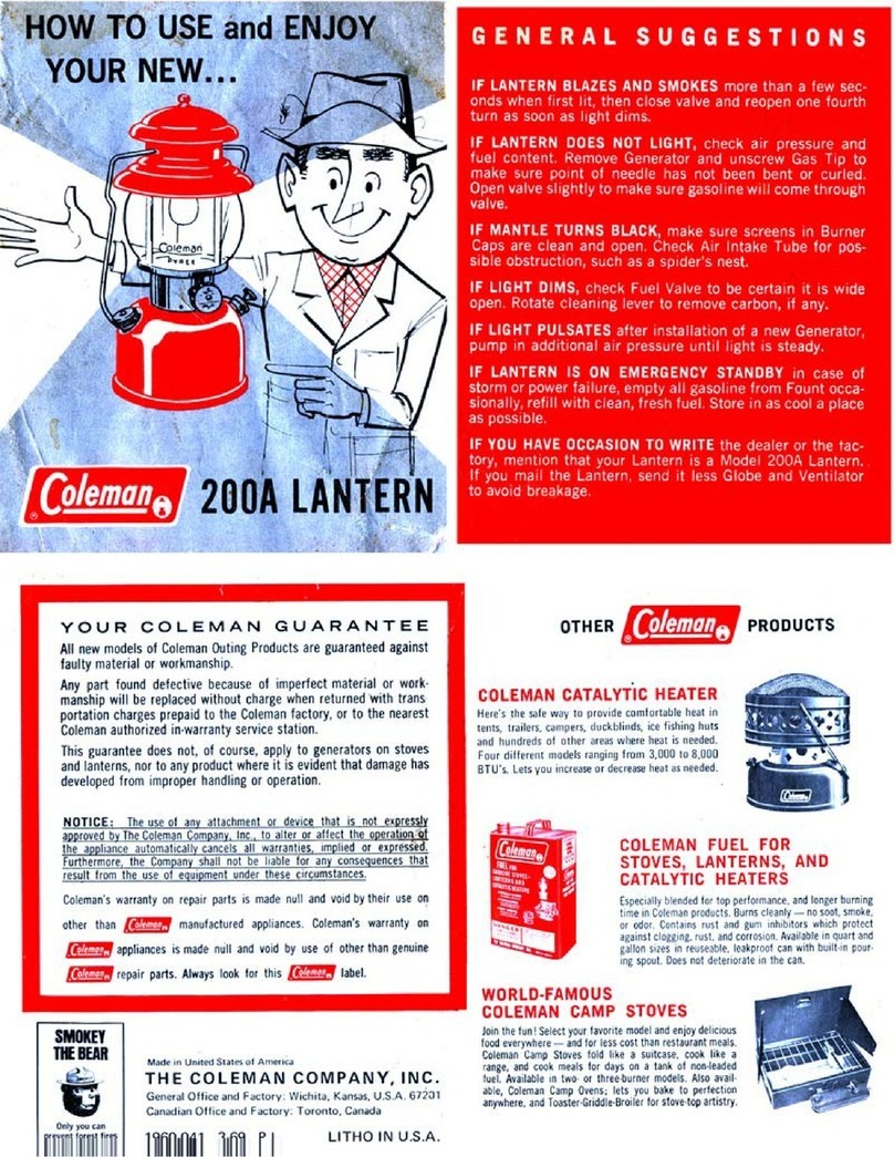 Coleman 200A LANTERN Instrucciones de funcionamiento