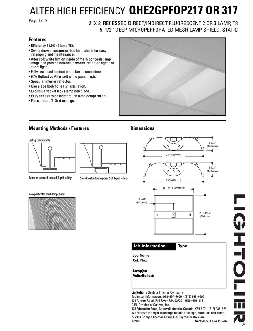 Lightolier QHE2GPFOP217 Manual de usuario Lightolier QHE2GPFOP217 Manual de usuario
