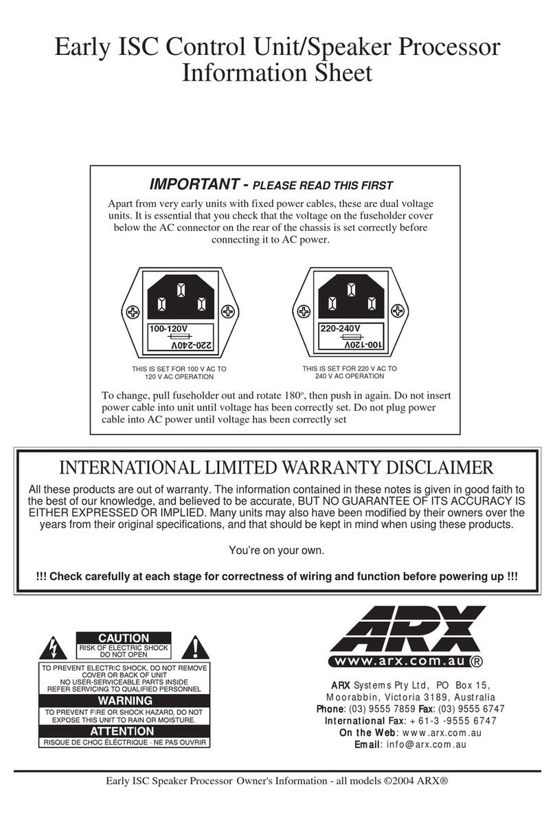 ARX Early ISC Control Unit/Speaker Processor Manual ARX Early ISC Control Unit/Speaker Processor Manual