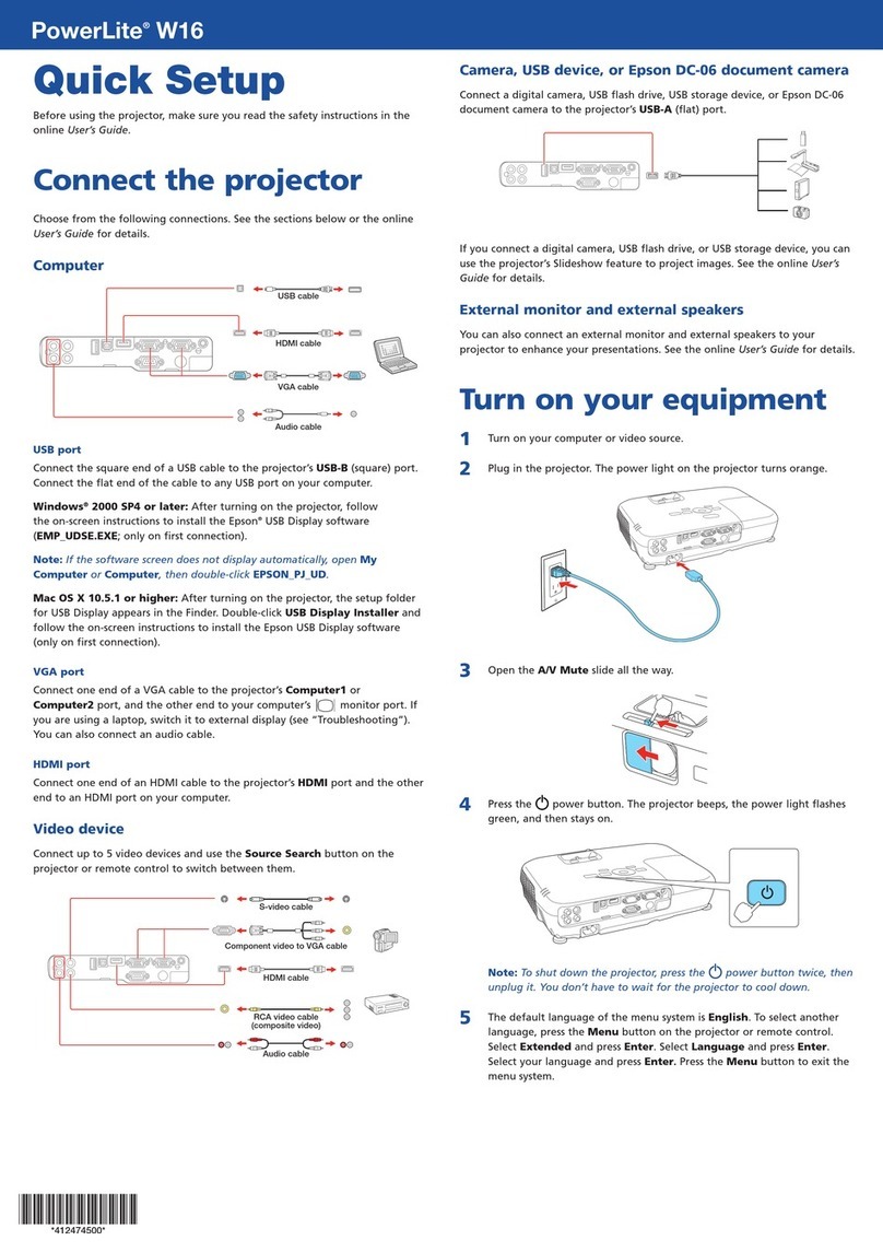 Epson PowerLite W16 Hoja de especificaciones