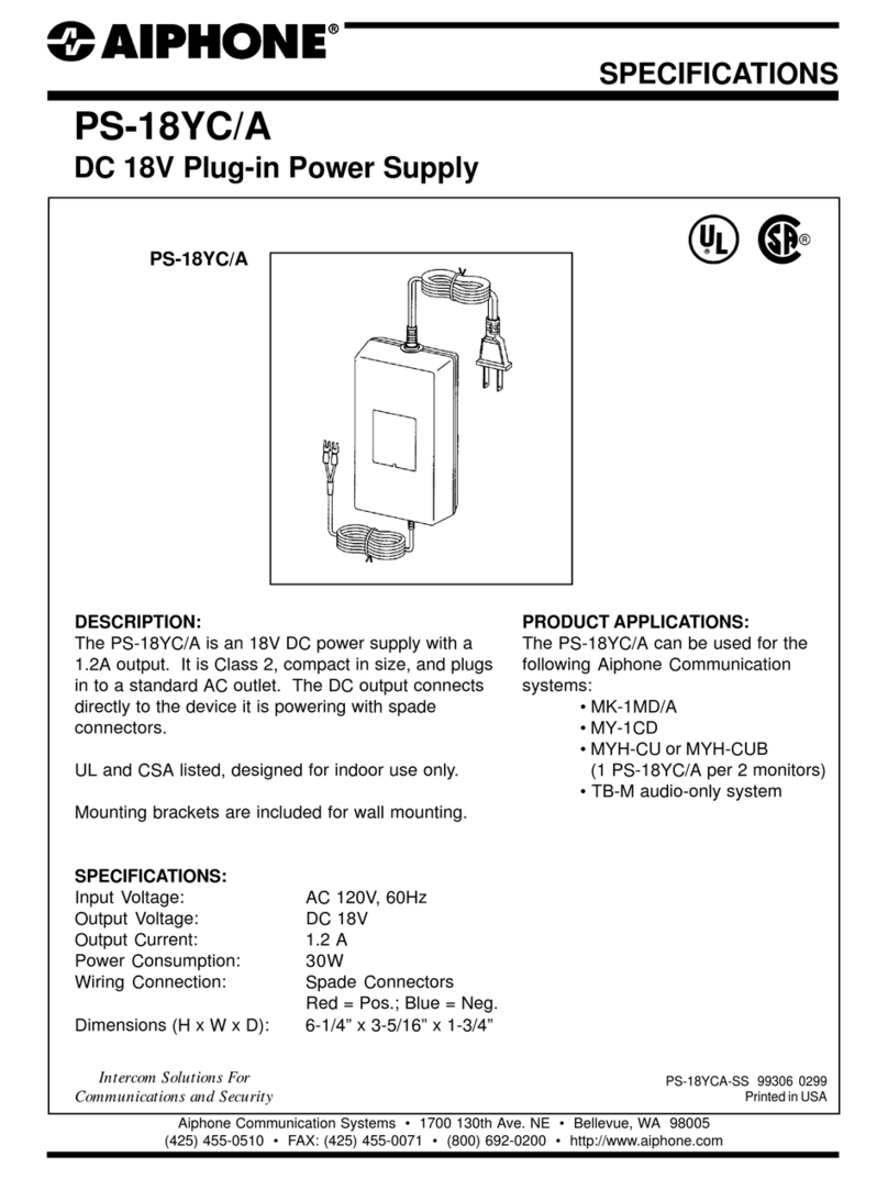 Aiphone PS-18YC/A Manual de usuario Aiphone PS-18YC/A Manual de usuario