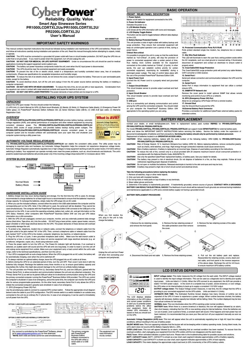 CyberPower PR1000LCDRTXL2Ua Manual de usuario