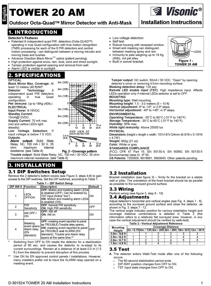 Visonic TOWER 20 AM - INSTALLER GUIDE Manual de usuario