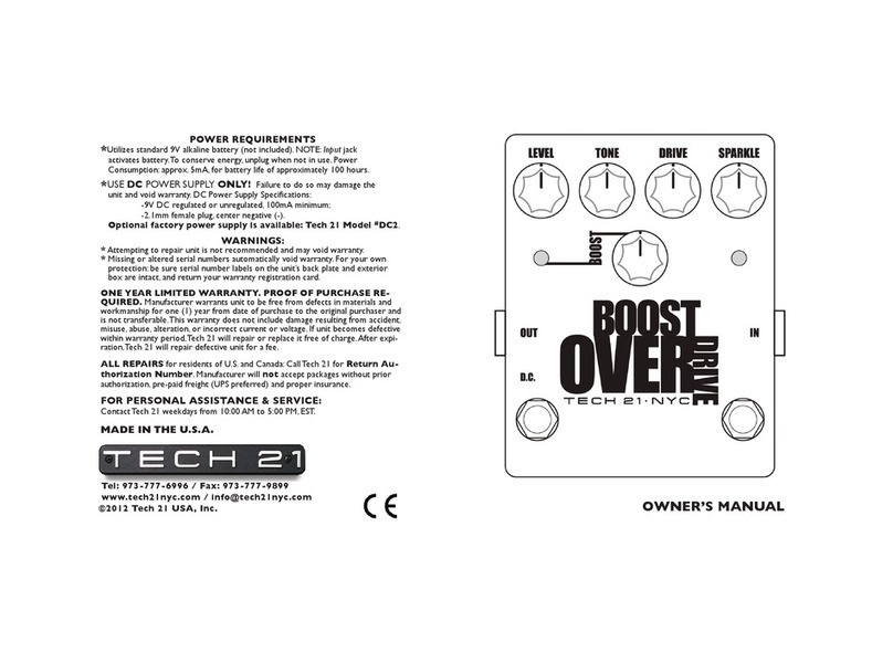 tech21 BOOST OVER DRIVE Manual de usuario tech21 BOOST OVER DRIVE Manual de usuario