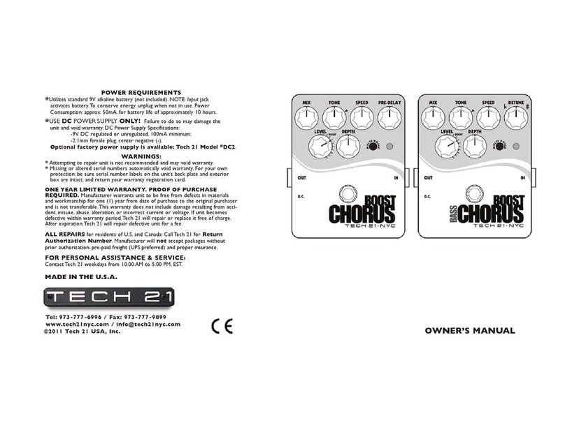 tech21 BOOST CHORUS Manual de usuario tech21 BOOST CHORUS Manual de usuario