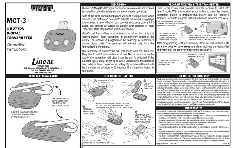 Linear MegaCode MCT-3 Manual de usuario