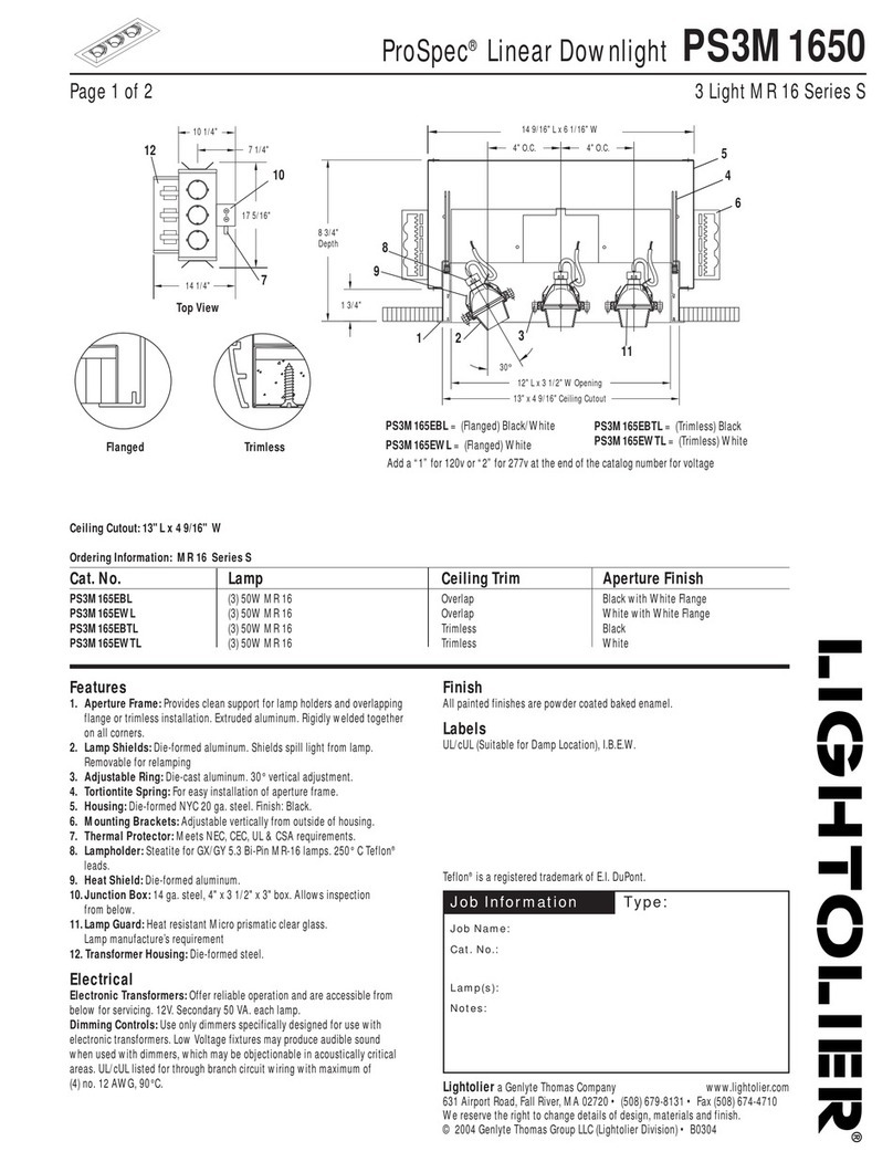 Lightolier ProSpec Linear Downlight PS3M1650 Manual de usuario