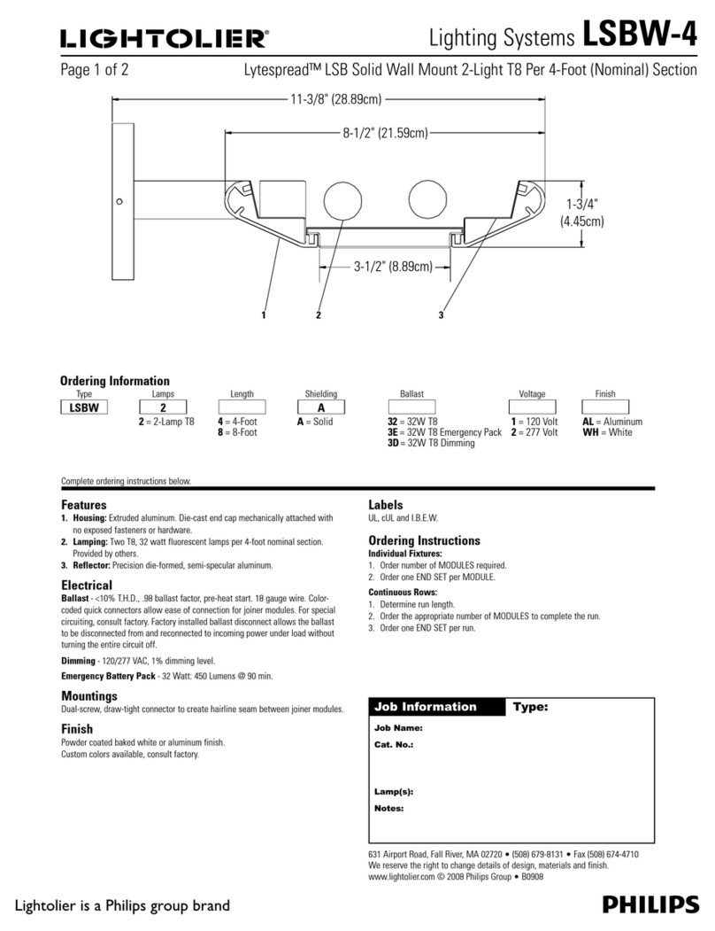 Lightolier LLighting Systems LSBW-4 Manual de usuario Lightolier LLighting Systems LSBW-4 Manual de usuario
