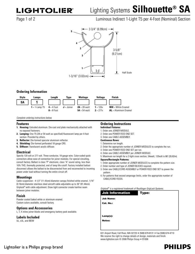 Lightolier Lighting Systems Silhouette SA Manual de usuario Lightolier Lighting Systems Silhouette SA Manual de usuario