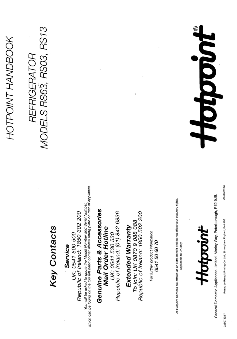 Hotpoint RS13 Manual de usuario Hotpoint RS13 Manual de usuario
