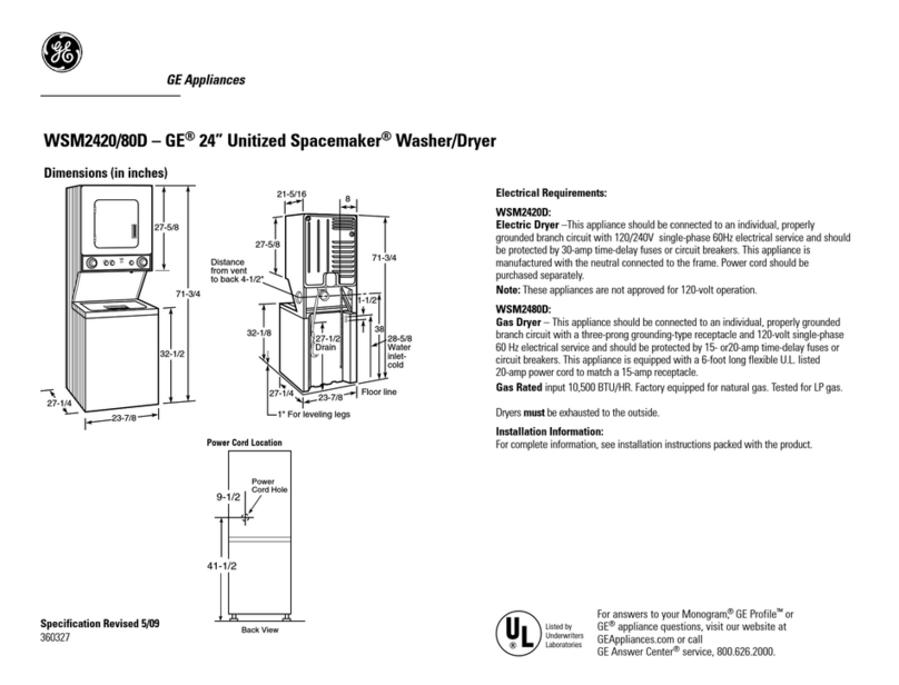 GE Unitized Spacemaker WSM2480DWW Instrucciones de uso