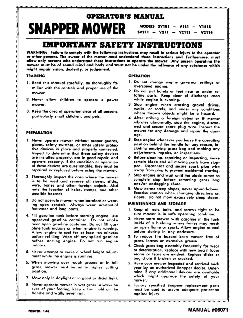 Snapper SV181 Manual de usuario