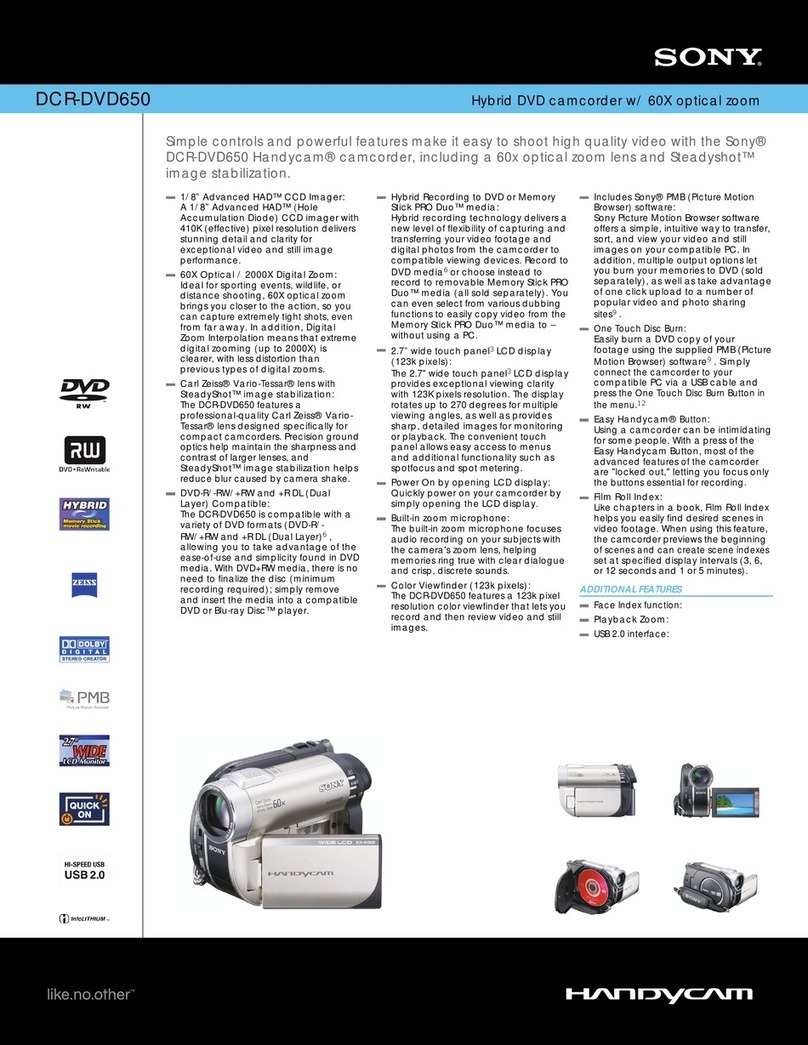 Sony DCR-DVD650 - Hybrid Dvd Camcorder Manual de usuario