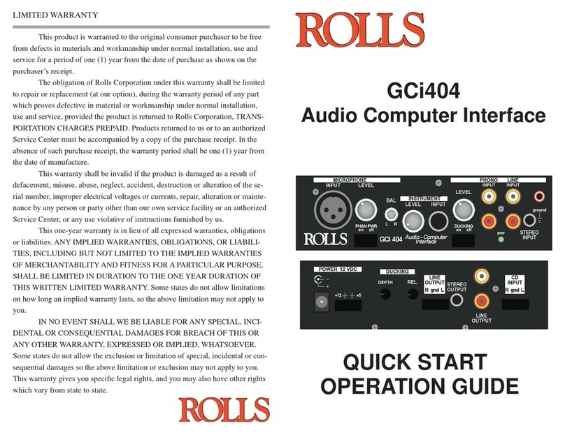 Rolls Audio Computer Interface GCi404 Manual de usuario