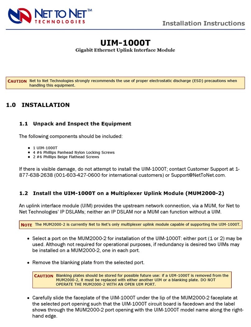 Net to Net Technologies UIM-1000T Manual de usuario Net to Net Technologies UIM-1000T Manual de usuario