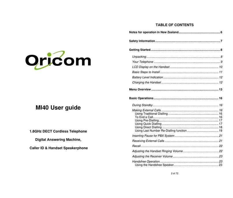 Oricom DECT MI40 Manual de usuario