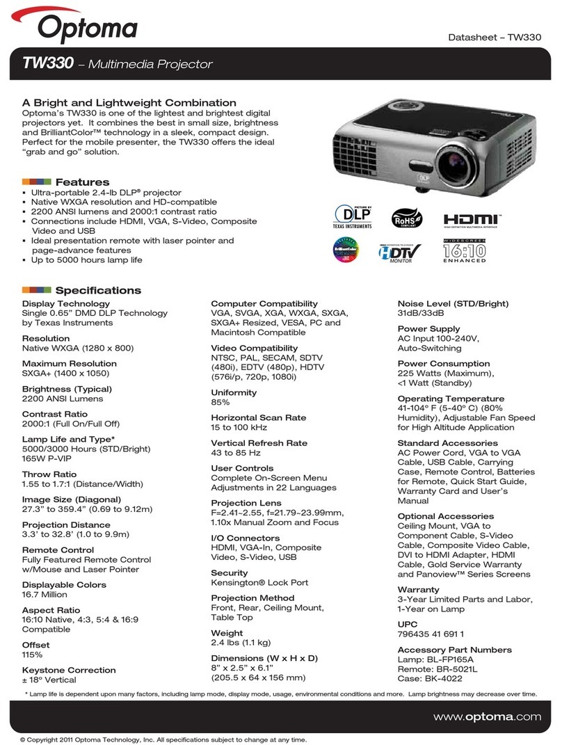 Optoma TW330 Manual de usuario