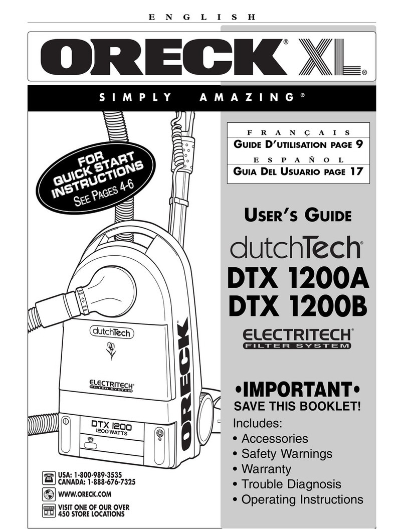 Oreck duchTech DTX 1200A Manual de usuario