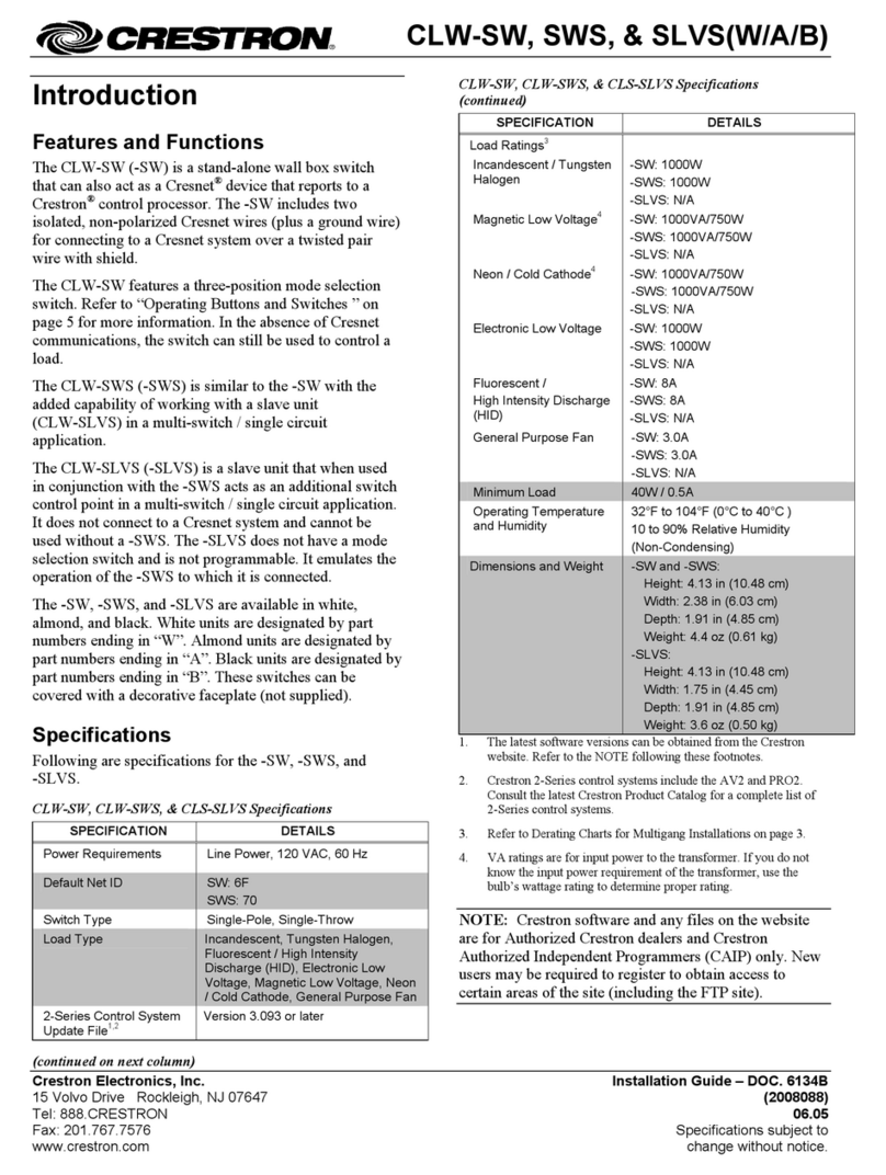 Crestron CLW-SLVS Manual de usuario