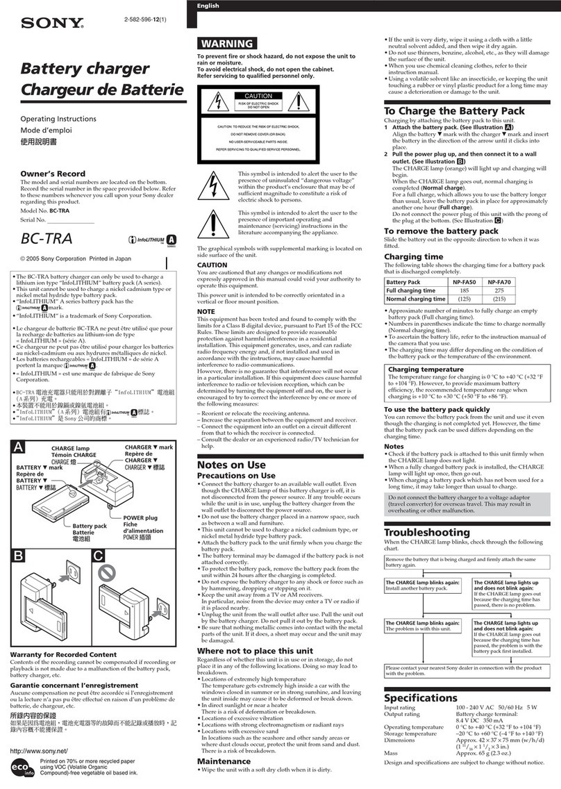 Sony BC-TRA Manual de usuario