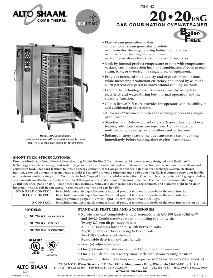 Alto-Shaam COMBITOUCH SERIES 20 20ESG Manual de usuario Alto-Shaam COMBITOUCH SERIES 20 20ESG Manual de usuario