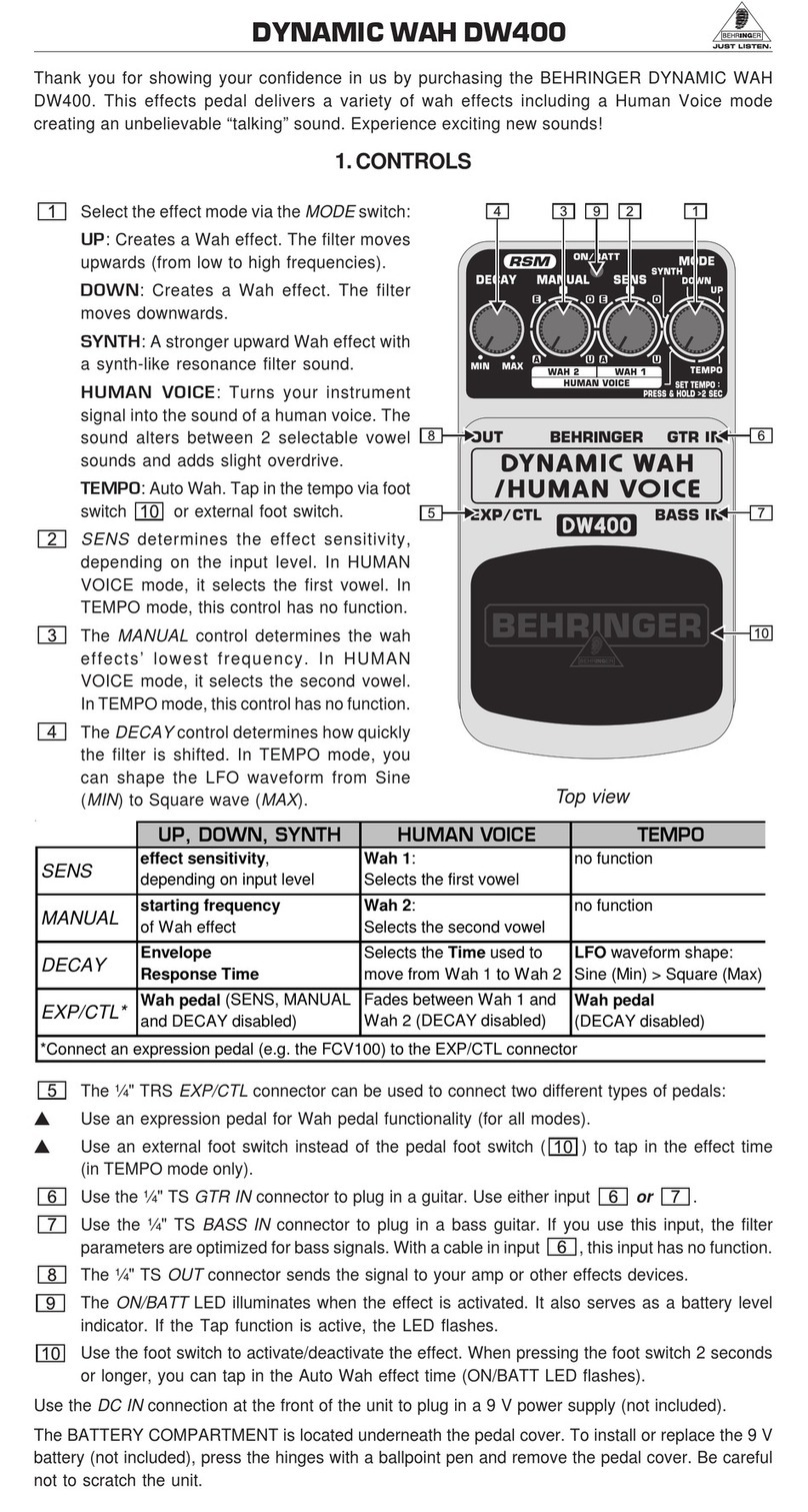 Behringer DW400 Manual de usuario