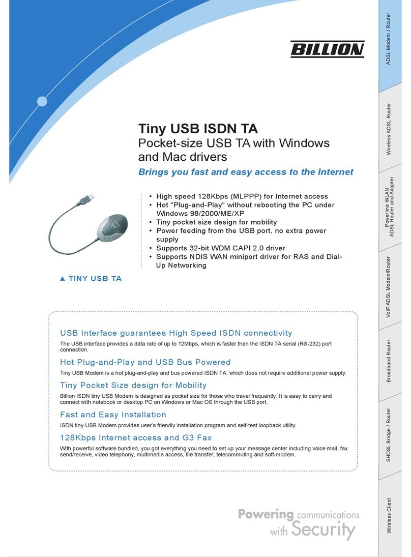 Billion TINY USB TA Manual de usuario Billion TINY USB TA Manual de usuario