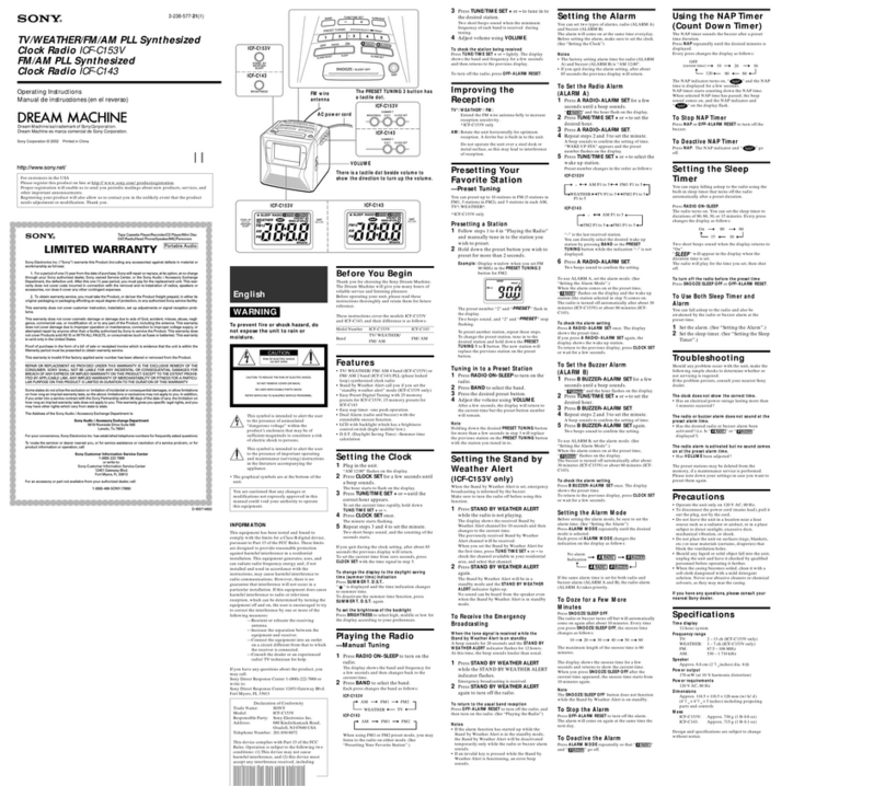Sony ICF-C143 Manual de usuario