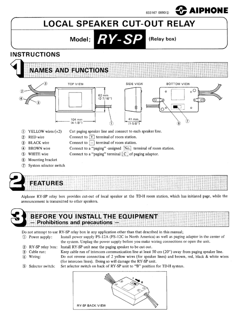 Aiphone RY-SP Manual de usuario Aiphone RY-SP Manual de usuario