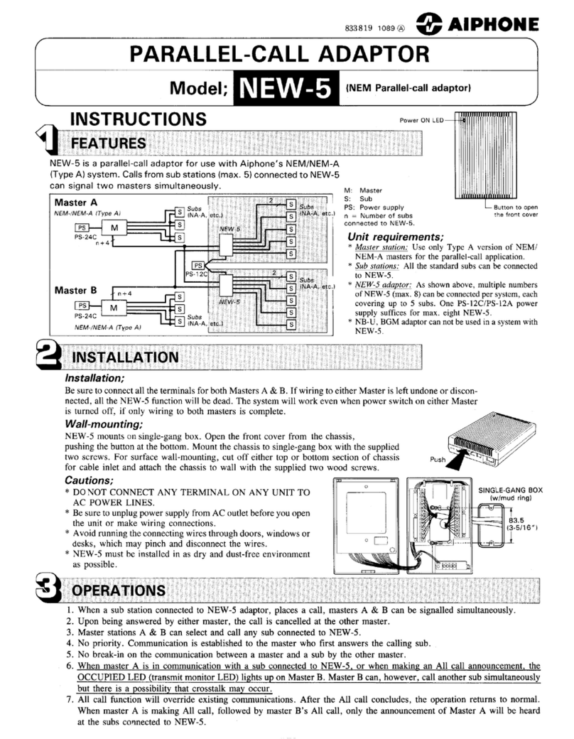 Aiphone NEW-5 Manual de usuario Aiphone NEW-5 Manual de usuario