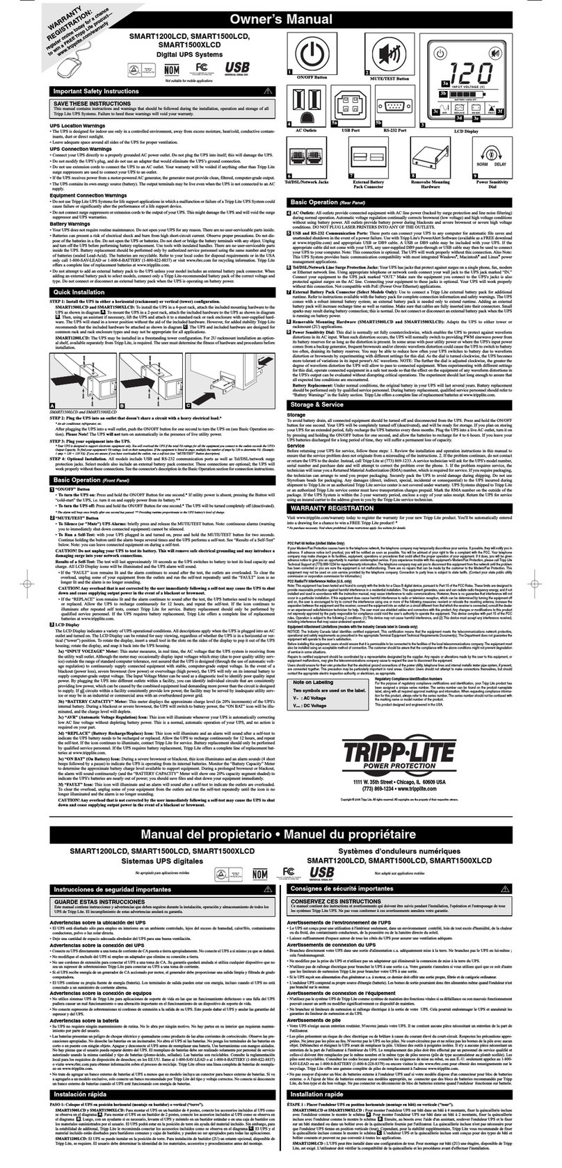 Tripp Lite SMART1200LCD Manual de usuario
