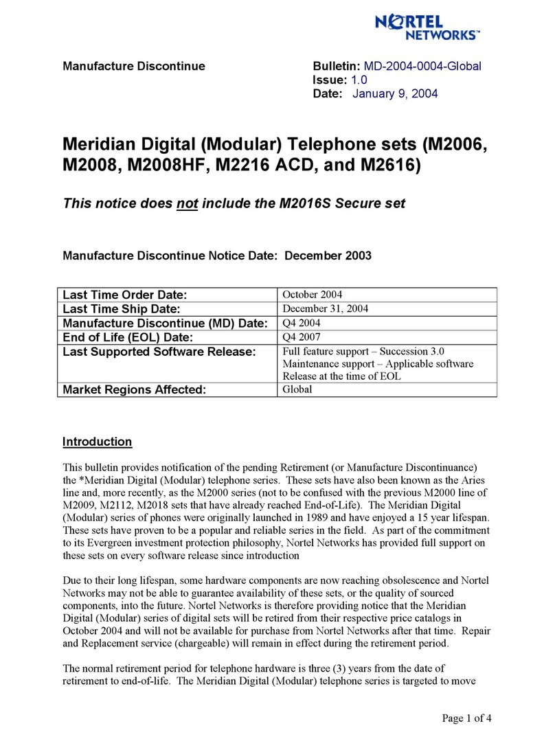 Nortel Meridian M2006 Dimensiones