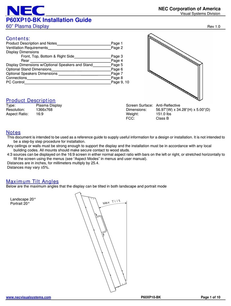 NEC 60XP10 - PlasmaSync - 60" Plasma Panel Manual de usuario