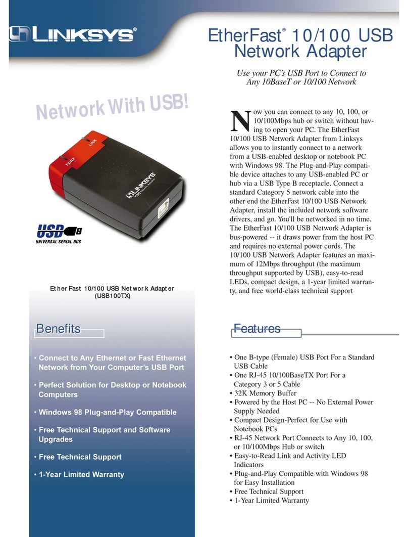 Linksys USB100TX - EtherFast 10/100 USB Network... Manual de usuario