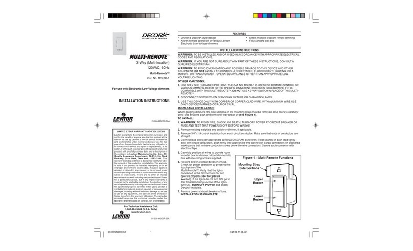 Leviton Decora Multi-Remote MSE0R-1 Manual de usuario