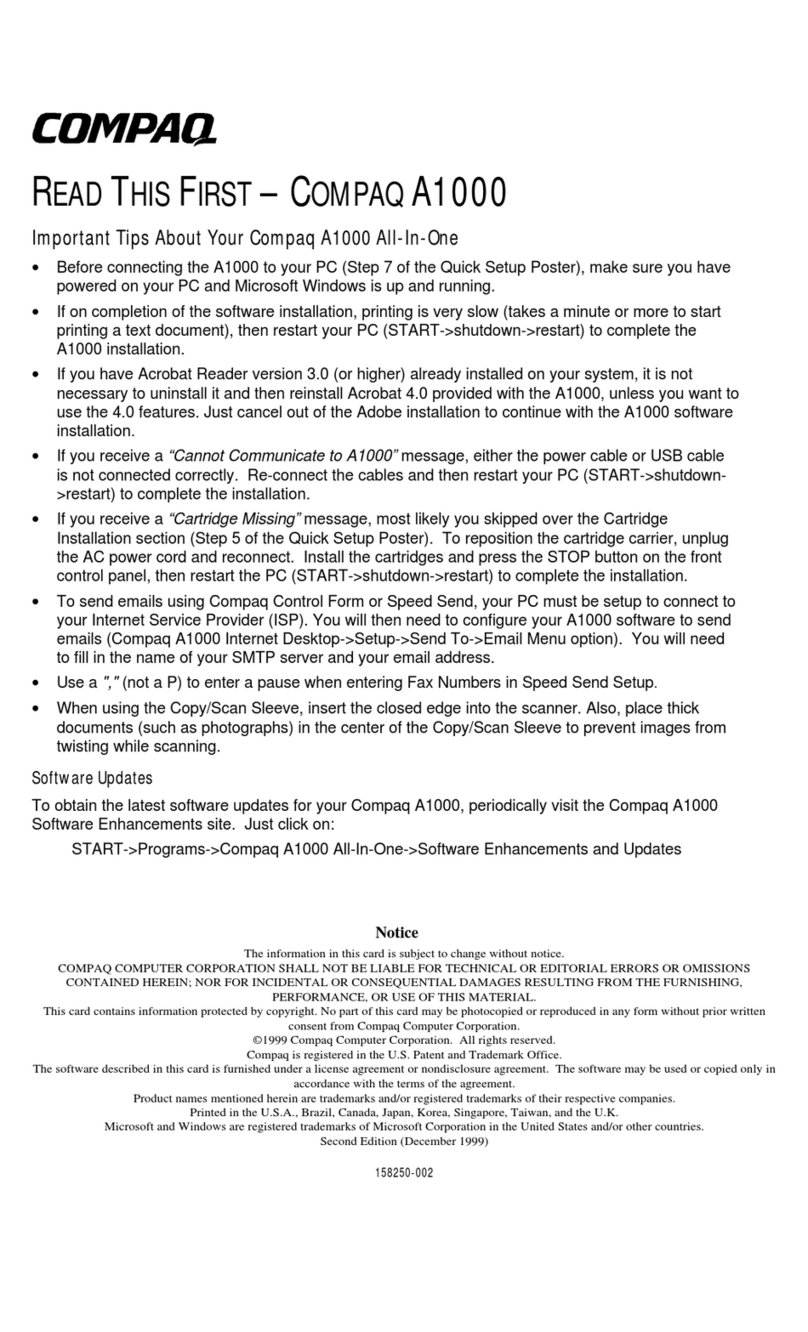 Compaq Pavilion a1000 - desktop pc Manual