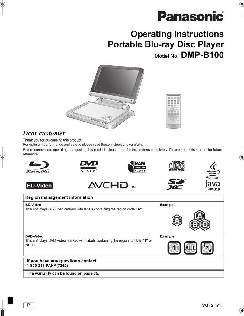 Panasonic DMPB100 - PORTABLE BLU-RAY DISC PLAYER Manual de usuario