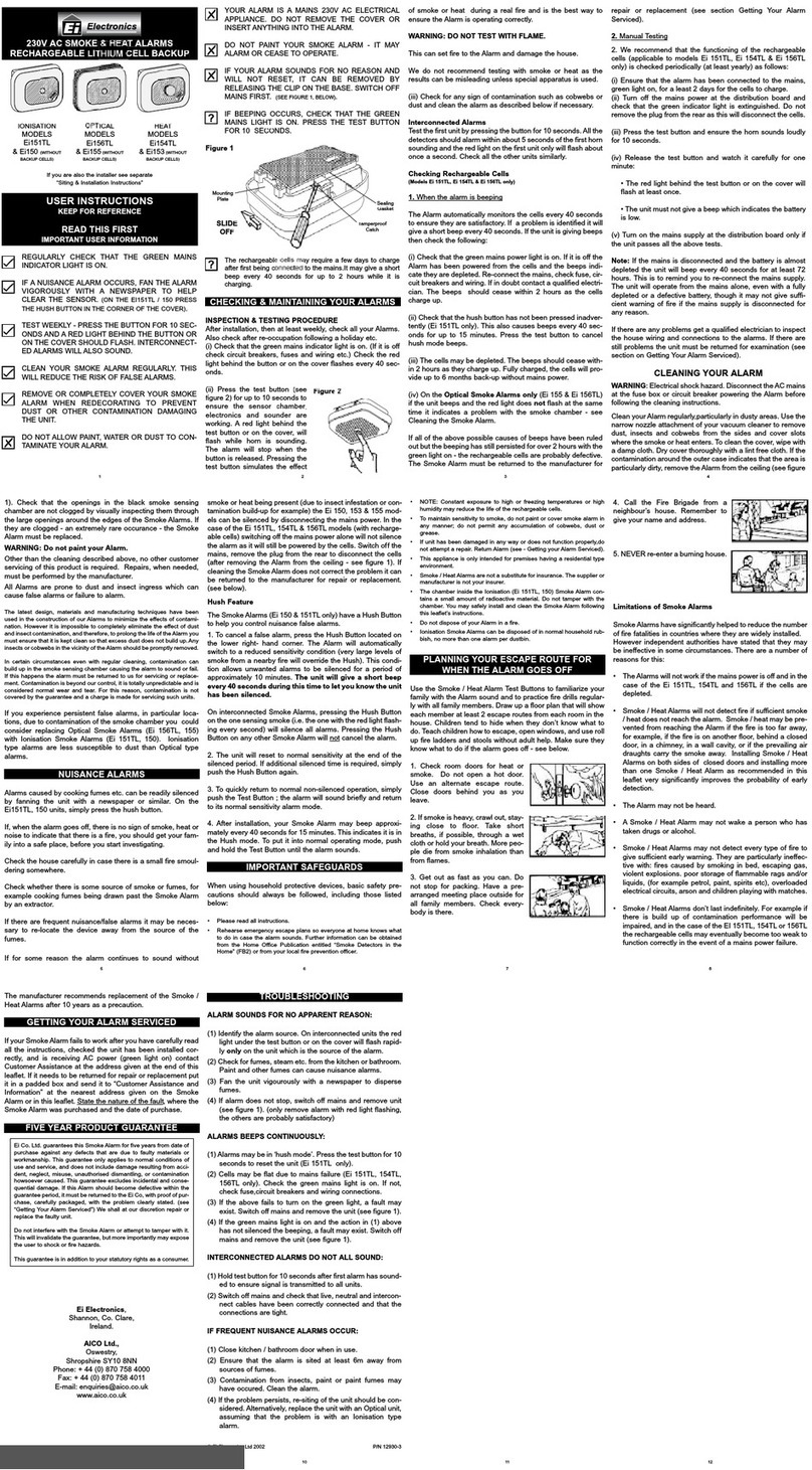 Ei Electronics Ei151TL Manual de usuario