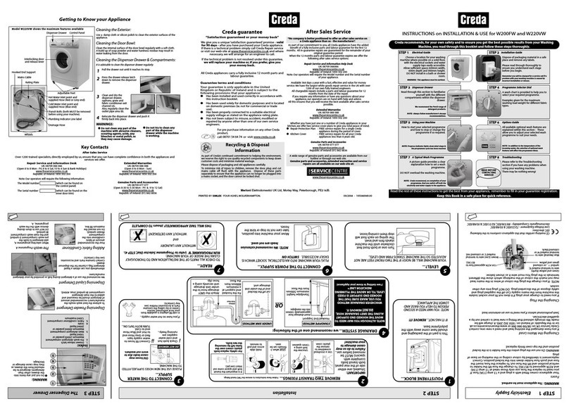 Creda W200FW Instrucciones de montaje Creda W200FW Instrucciones de montaje